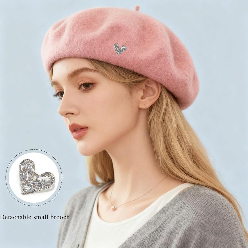 huablo French Berets Hat with Veil Premium Cashmere Beret Elegant Church Wool Hat for Women Solid Artist Hat - Image 3